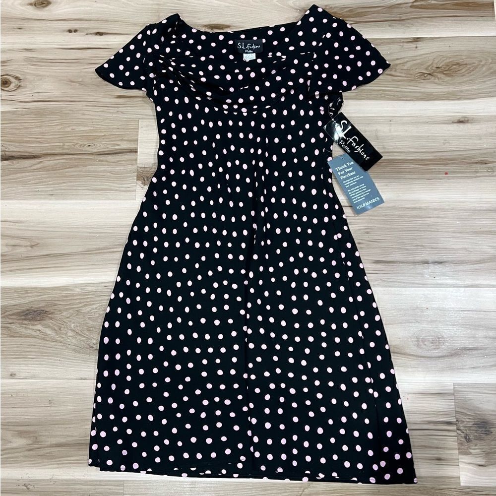 NEW Vintage S.L. Fashions Polka Dot Ruffle Dress Women’s 8 Petite